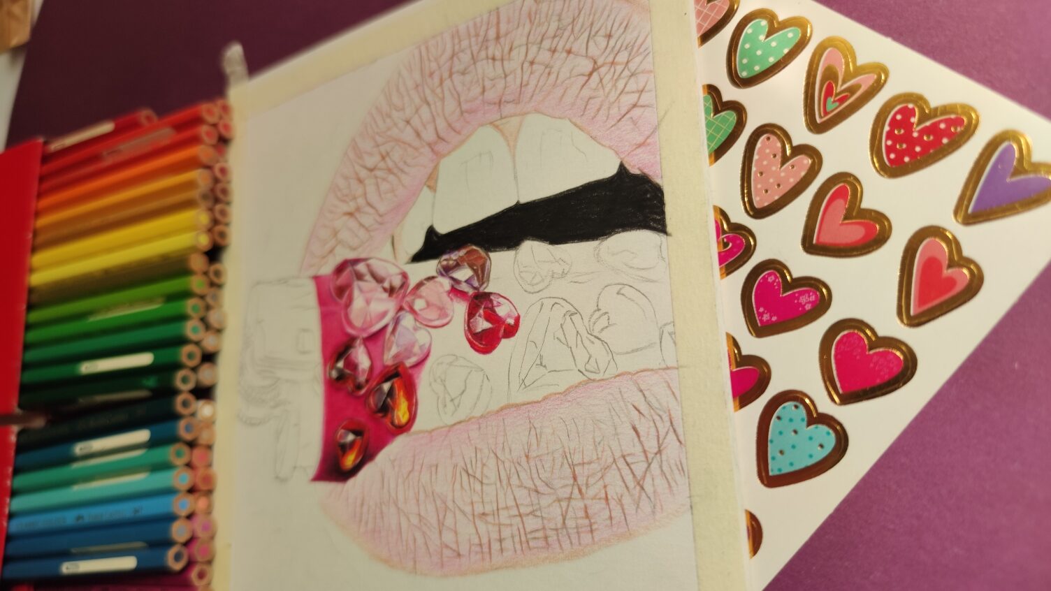 آموزش نقاشی لب و فندک